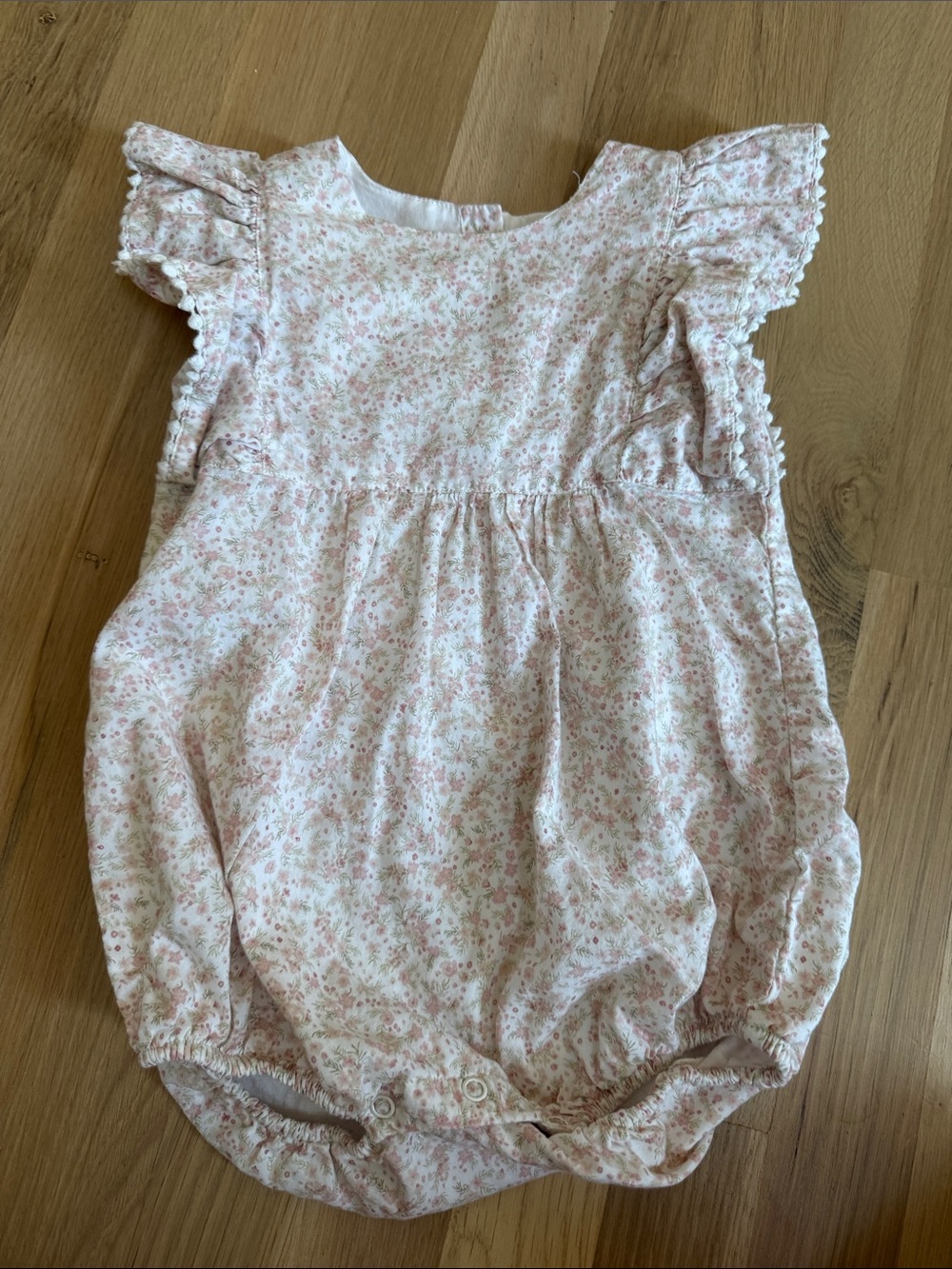 Jamie Kay Pink Floral Ruffle-Sleeve Romper